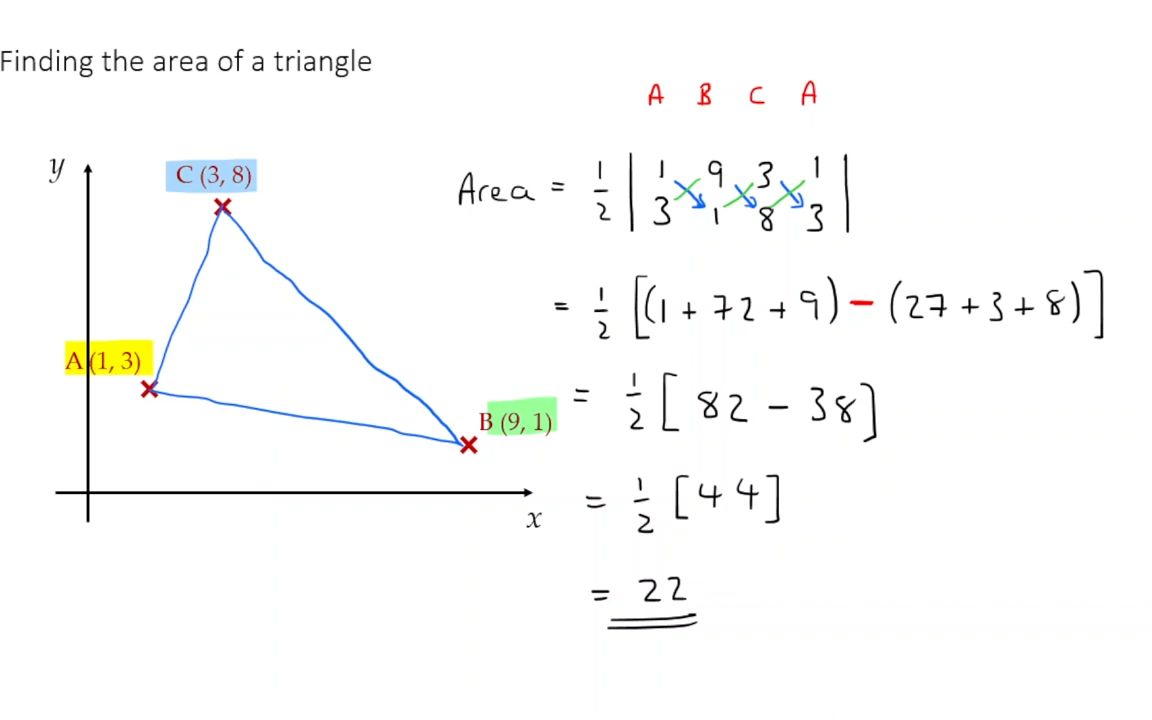 Additional math-Ch7-Areas of rectilinear figures (鞋带公式 shoelace formula)